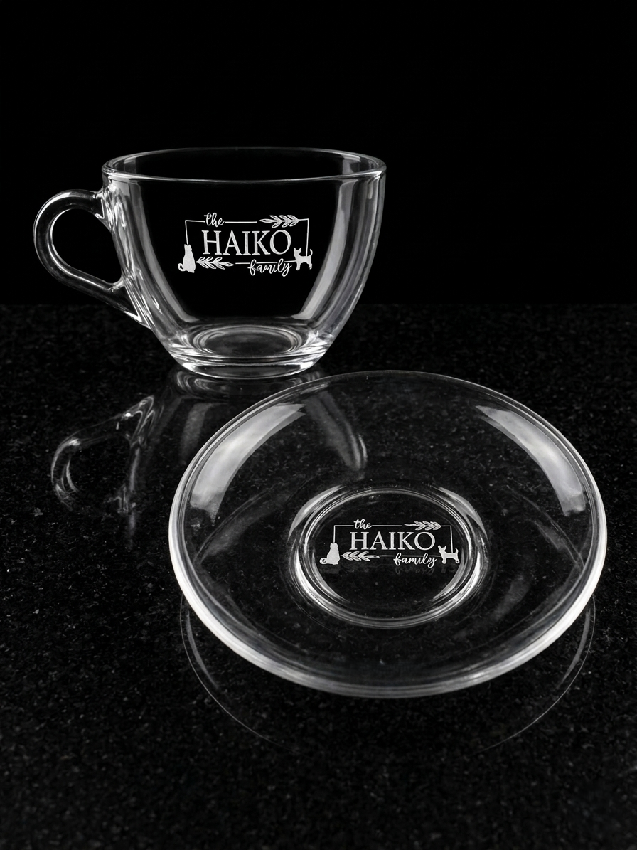 engraved tea set